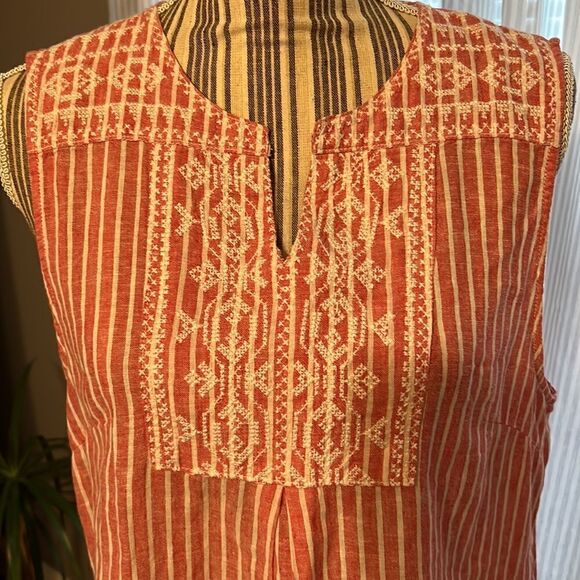 Ladies Beach Lunch Lounge Linen Tank Shirt - Picture 2 of 6